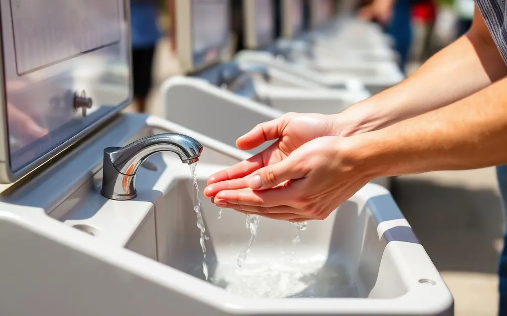Illustration of portable hand washing stations: uses and benefits