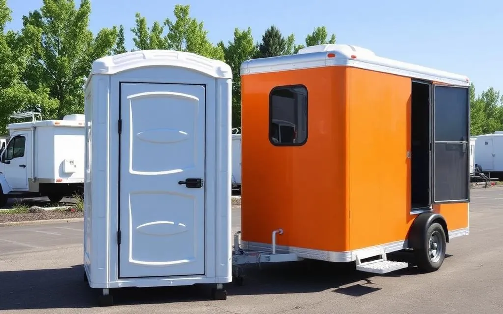 Illustration of standard vs. luxury portable toilets